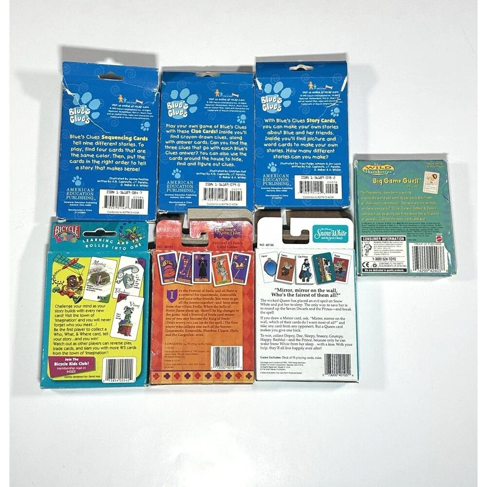 Vintage 90s Card Game Lot of 7 - Blue's Clues Wild Thornberrys Disney W3 Game
